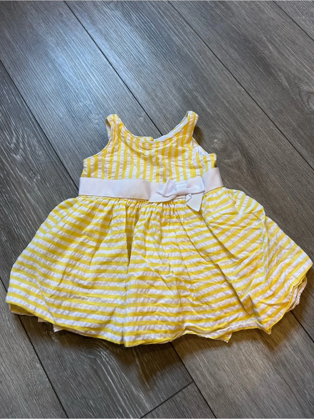Ralph Lauren 100% Cotton Infant Girls Stripe Yellow Dress